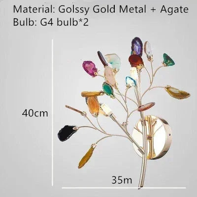 Luxury Natural Agate Chandeliers Colorful Green Blue Lighting Foyer Living Dining Room Restaurant Bedroom Pendant Lamp