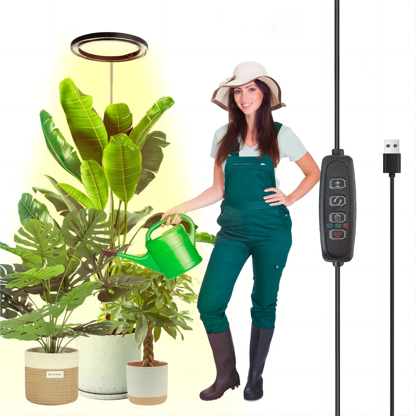 Plant growth light, full spectrum LED indoor plant lighting, height adjustable with automatic switch timer for 3/9/12 hours