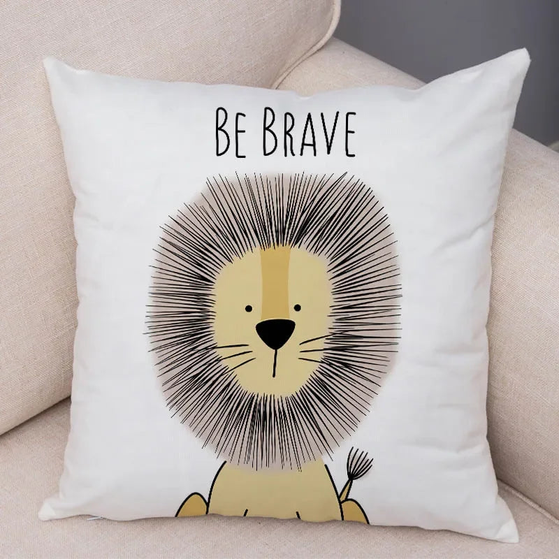 Nordic Zebra Hippo Giraffe Lion Crocodile Pillow Case Decor Animal Cushion Cover for Sofa case  Covers