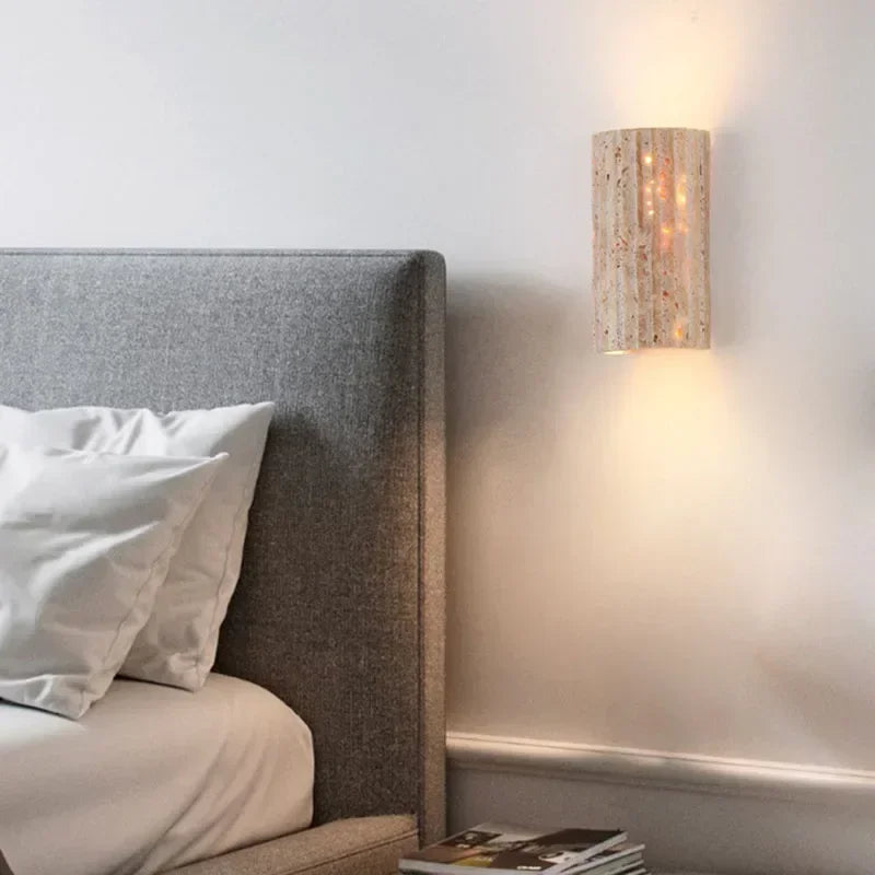 Japanese Wabi Sabi style designer  yellow cave stone wall lamp  modern minimalist hotel staircase courtyard background wall lamp