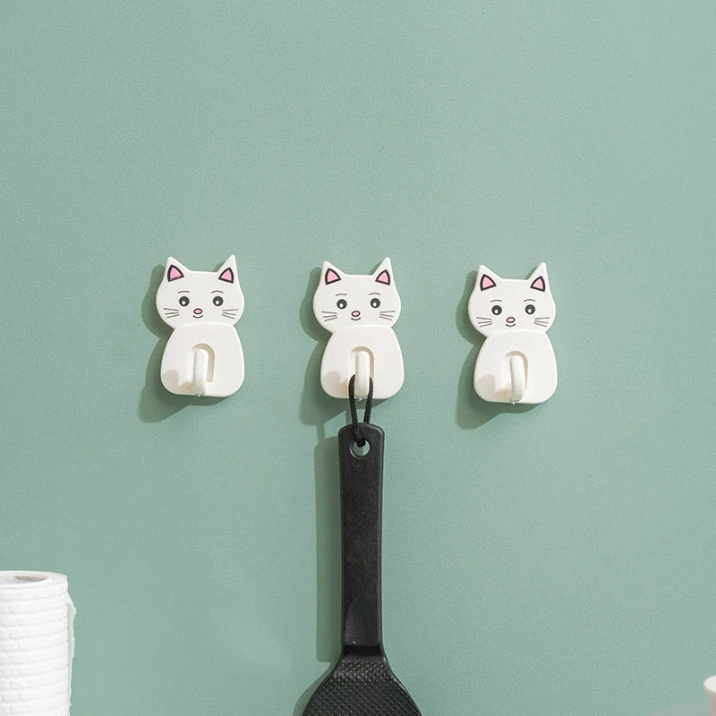 Kitchen Towel Holder Cartoon Cat Hooks Kitchen and Bedroom Door Hooks Dishcloth Rack Wall Door for Kitchen Towel Rack Hanger