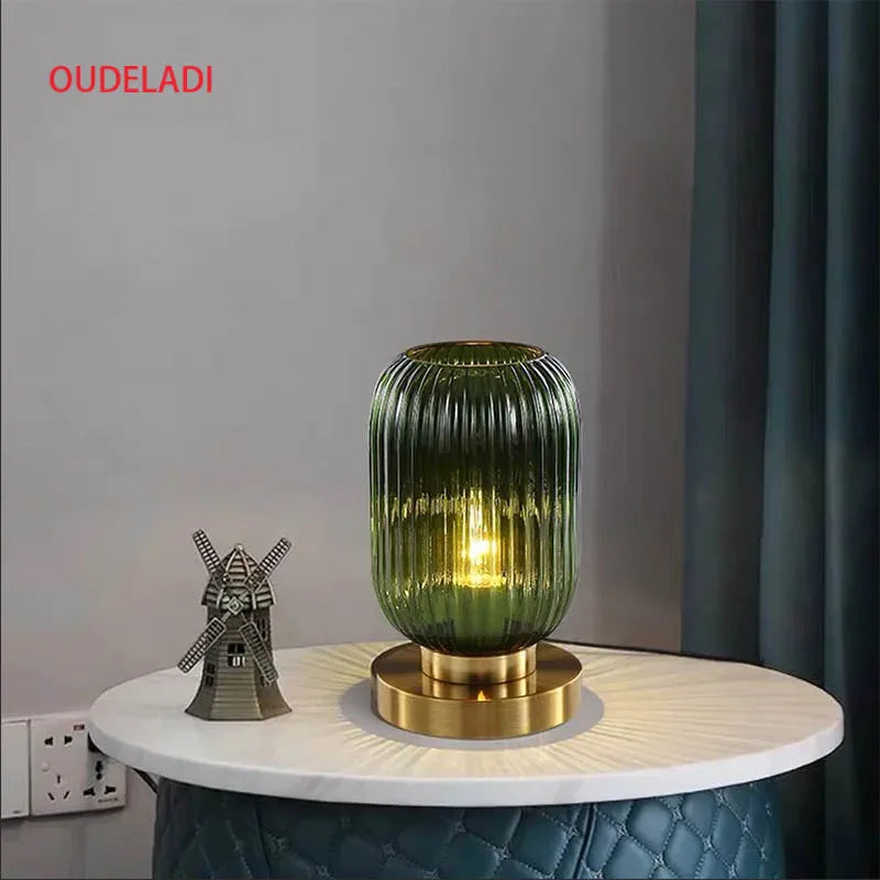White Blue Amber Smoky gray Pumpkin Glass table lamps Bedroom Study desk lamp Modern living room Hotel bedside Decor light