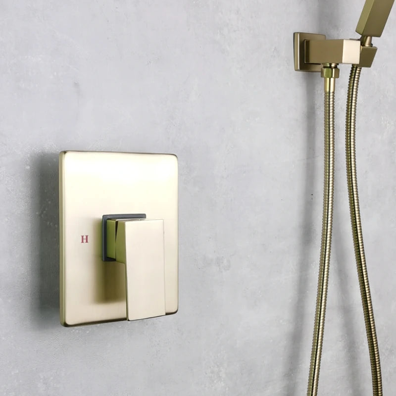 Solid Brass Valve Mixer Faucet Chrome/Matt Black/Brushed Gold/Grey In Wall Concealed Body Shower Basin Faucet Connector