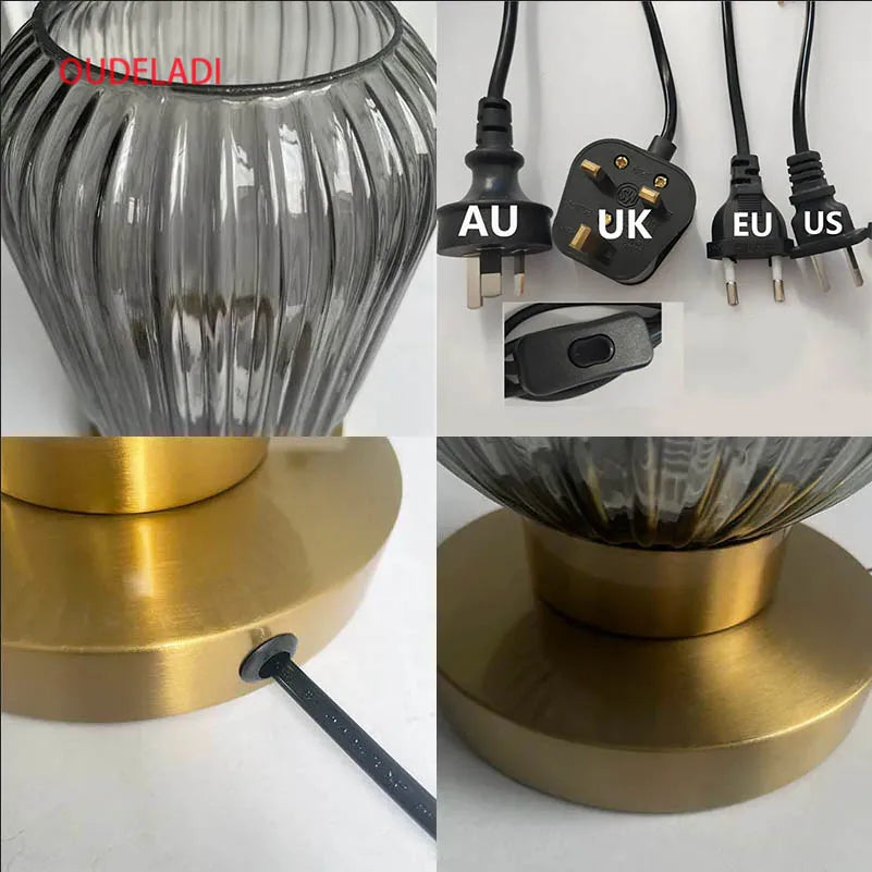 White Blue Amber Smoky gray Pumpkin Glass table lamps Bedroom Study desk lamp Modern living room Hotel bedside Decor light