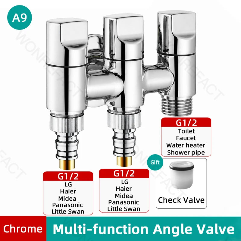 G1/2  Multi Function Washing Machine Faucet Brass Water Stop Quick Opening Angle Valve Wall Mounted  Bathroom Tool Accessories