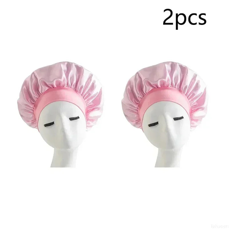 Women Satin Solid Sleeping Hat Night Sleep Cap Hair Care Bonnet Nightcap For Women Men Unisex Cap Bonnet De Nuit Shower Turban