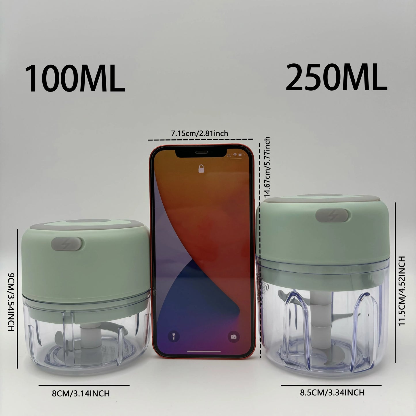 250ml Portable Electric Mini Garlic Chopper | USB rechargeable stainless steel blade  Ideal for garlic ginger  chili