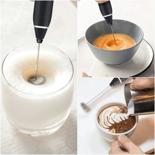Electric egg mixer, handheld milk frother, 3-speed stainless steel coffee machine, wireless cream maker, kitchen tool blender