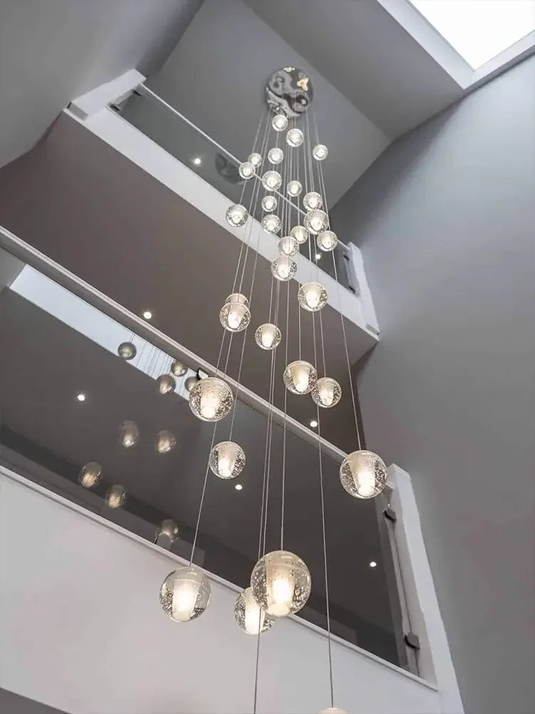 Spiral Staircase Living Room Chandeliers Crystal Ball Led Ceiling Light Lustre Living Dining Room Modern Home Decor Pendant Lamp