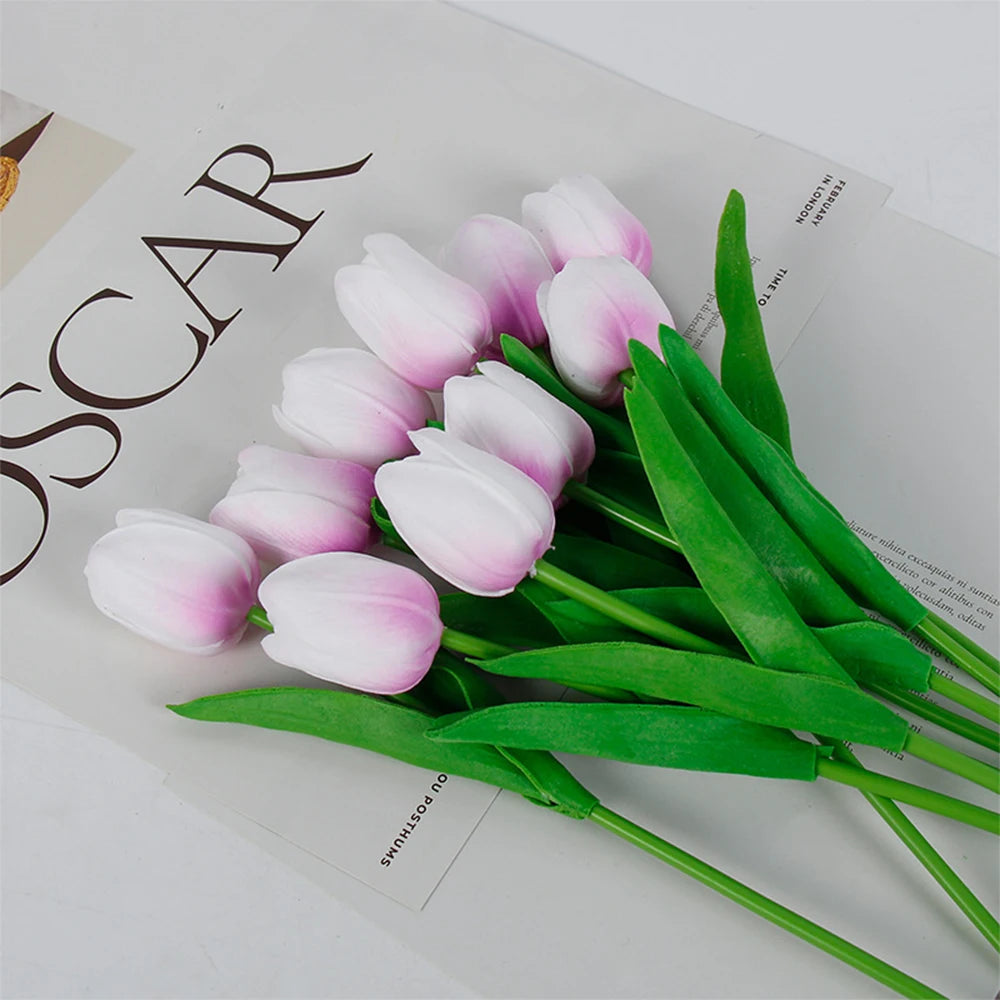 5 PCS Tulips Artificial Flowers Bunch Real Touch Tulip Flowers for Home Wedding Fake Flowers Bridal Bouquet Decoration