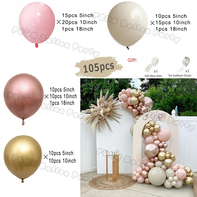 Sand White and Gold Balloon Garland Arch Kit for Bridal Wedding Engagement Baby Shower Latex Balloons Birthday Party Decorations