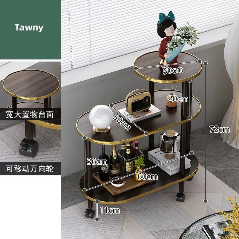 Sofa Side Table Modern Light Luxury Coffee Table Simple Solid Wood Furniture Living Room Storage Rack Corner Table Movable