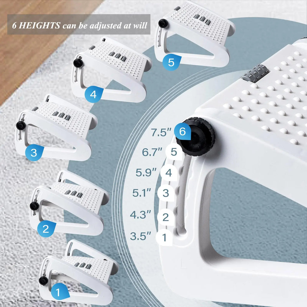 Foot Rest for Under Desk at Work Ergonomic 6 Heights Adjustable Footrest with Massage Roller Portable Under Desk Foot Stool