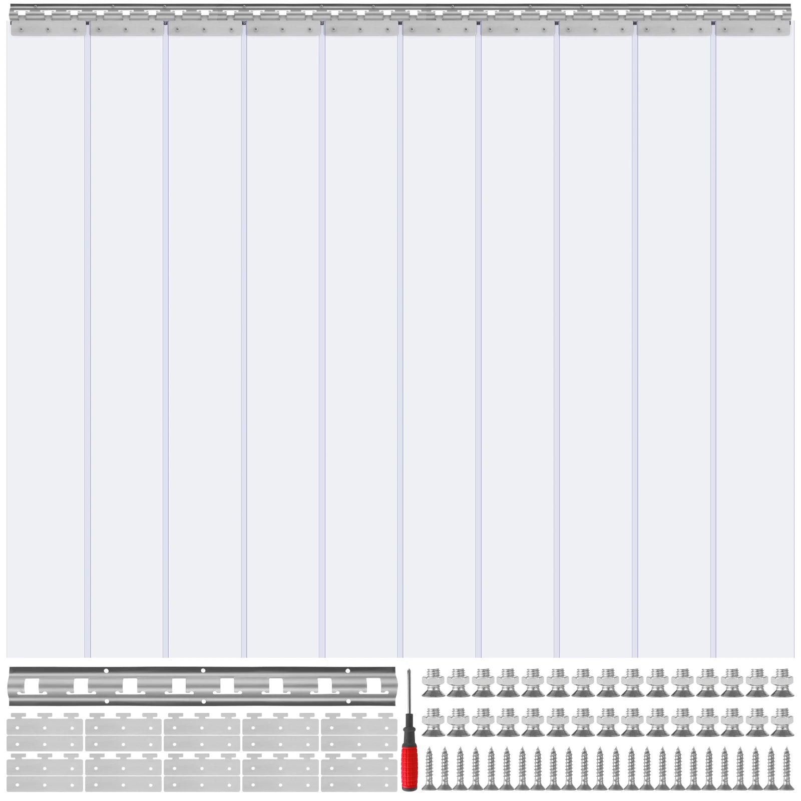 SucceBuy Windproof Door Curtain 84" x 60" PVC Transparent Air-Conditioning Curtain Strip Screen Indoor Outdoor Heat Insulation