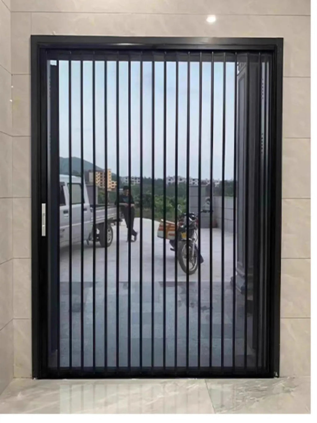 Cats mesh screen door anti scratch aluminum frame Pleated metal Mesh Retractable Folding fly Screen security door