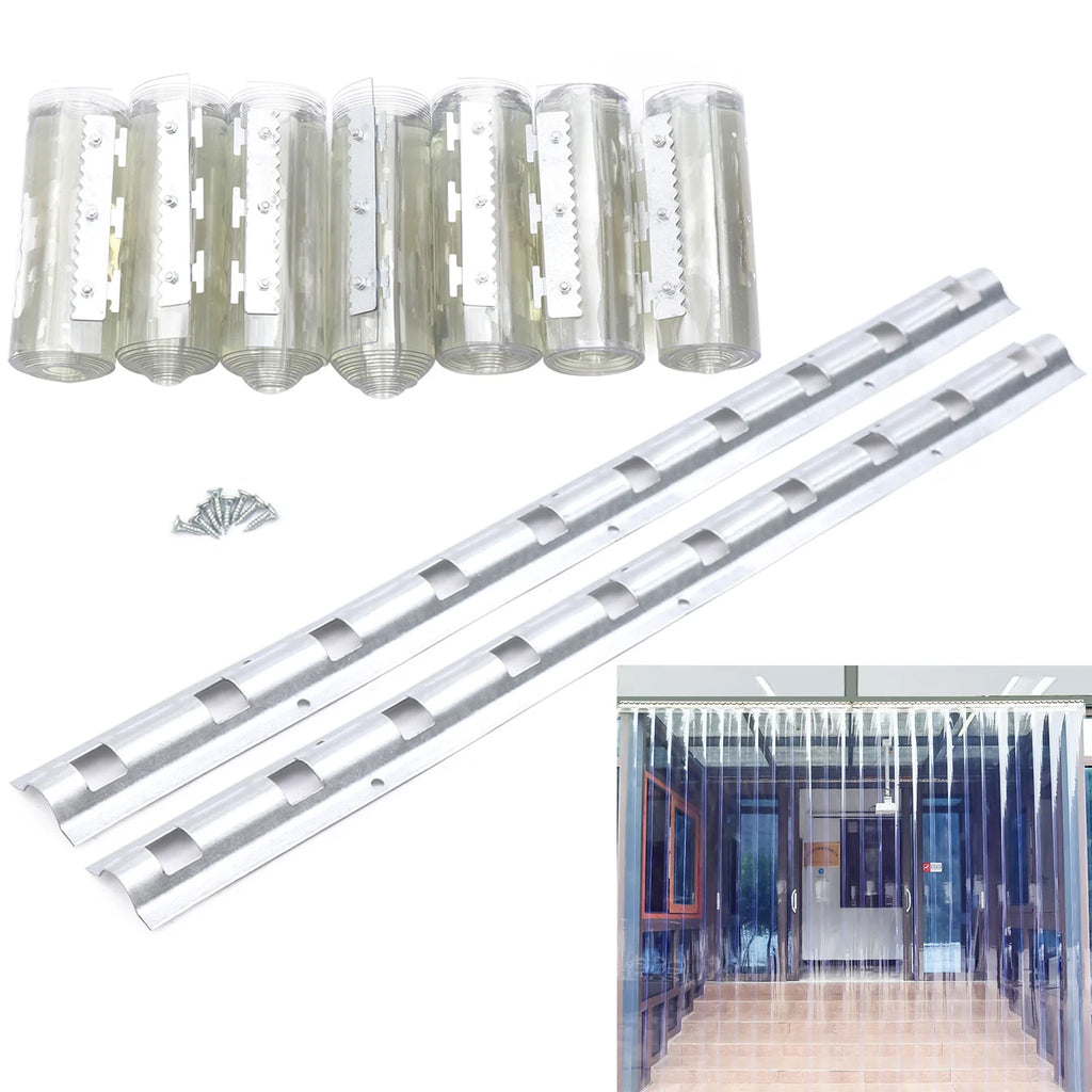 7X PVC Strip Curtain Plastic Soft Freezer Room Door Curtain Kit Hanging 18cm X2m Air-Conditioning Heat Insulation