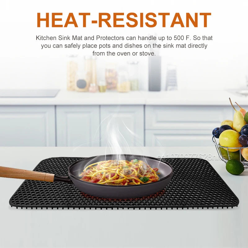 Silicone Sink Mat Heat-Resistant Sink Protectors Multifunctional Kitchen Bottom Protective Mats Kitchen Sink Grid Accessories