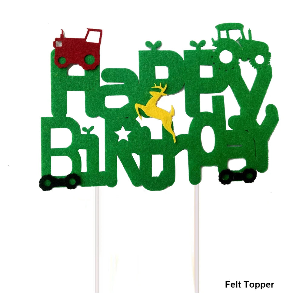 Tractor Cake Topper Green Farm Vehicle Cars Happy Birthday Cake Topper Kids Farm Tractor Themed Party Tractor Cake Decortions