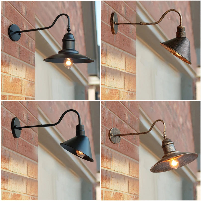 American Vintage Outdoor Wall Lamp Garden Courtyard Porch Gate Balcony Park Light Bedroom Bedside Cafe Restaurant Wall Light