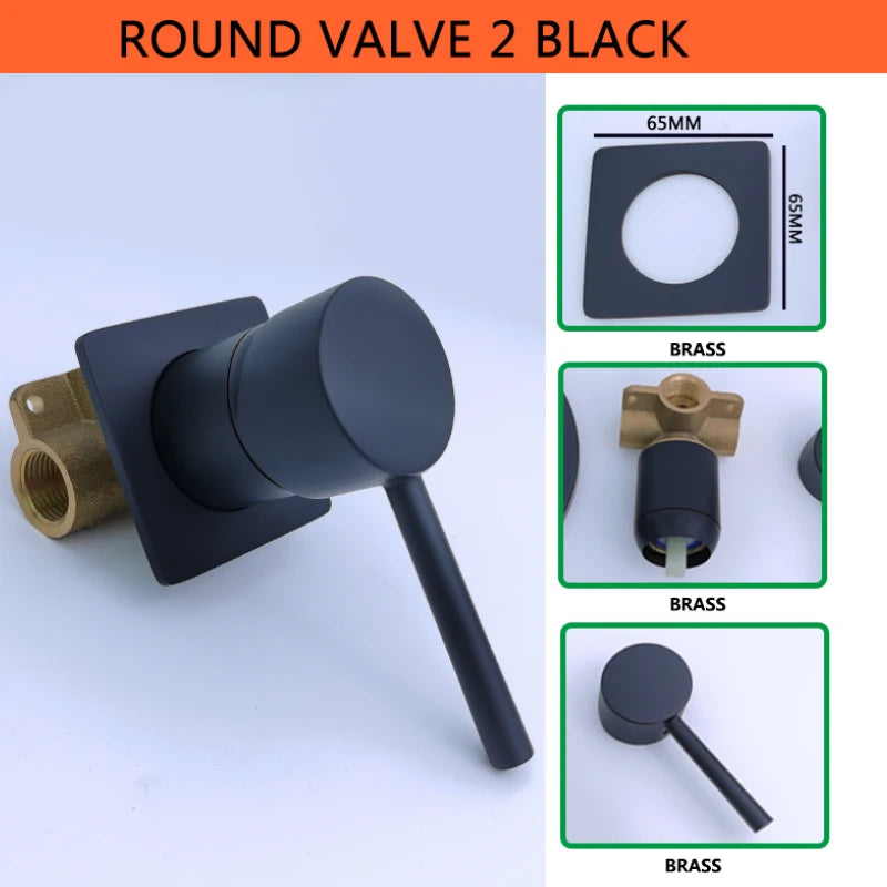 Solid Brass Valve Mixer Faucet Chrome/Matt Black/Brushed Gold/Grey In Wall Concealed Body Shower Basin Faucet Connector