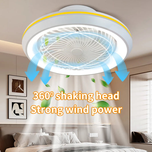 Enclosed Strong Wind Fan Light with Remote Control, Three Colors, Silent, Living Room, Bedroom, Dining Room Pendant Lights