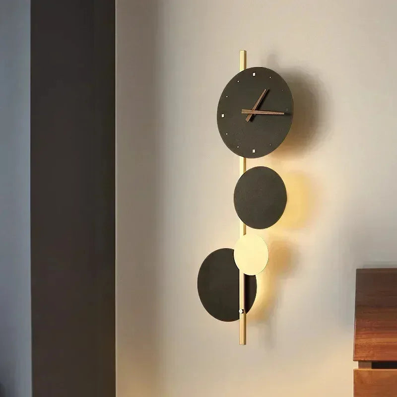 Modern LED Clock Wall Lamp for Bedroom Living Dining Room Aisle Porch Home Decoration Wall Sconce Indoor Lighting Fixture Luster