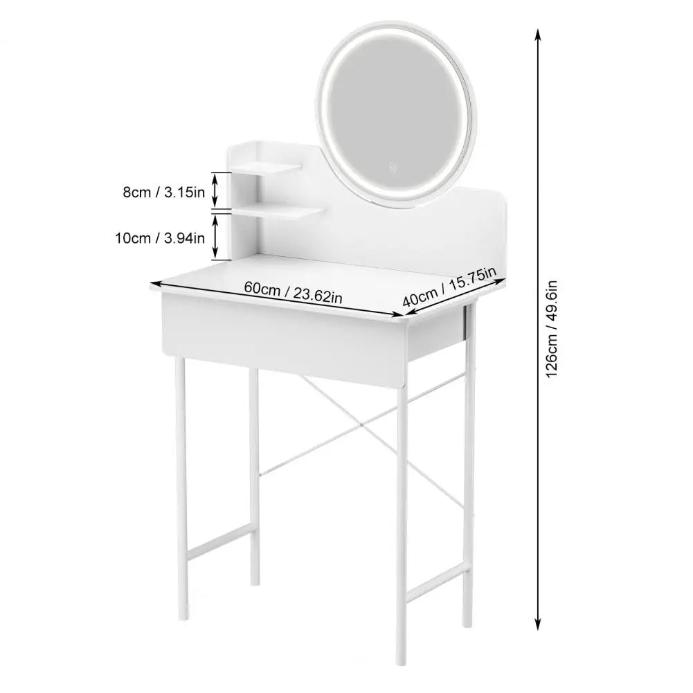 1SET Dresser Vanity Makeup Table Girl Women Dressing Table with 3level Adjustable LED Mirror for Bedroom Gift Makeup Vanity Desk