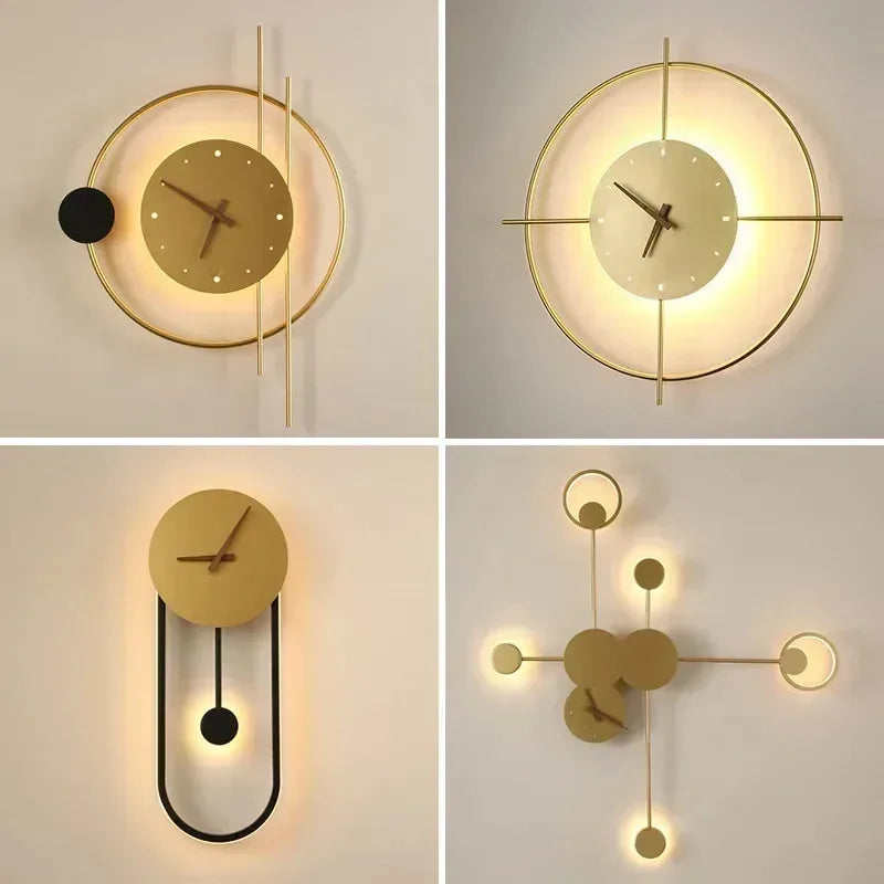 Modern LED Clock Wall Lamp for Bedroom Living Dining Room Aisle Porch Home Decoration Wall Sconce Indoor Lighting Fixture Luster