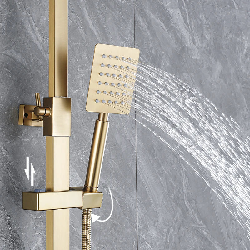 OXG Brushed Nickel Gold Shower Faucet Bathroom Shower Mixer Crane Shower System Rainfall Shower Set Rain Column Bidet Faucet