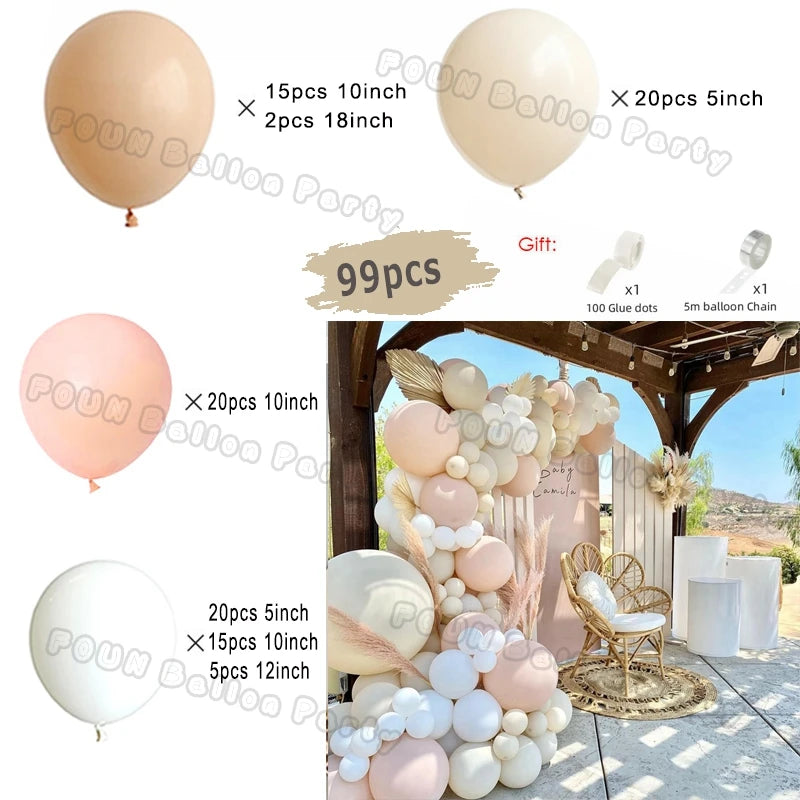 Sand White and Gold Balloon Garland Arch Kit for Bridal Wedding Engagement Baby Shower Latex Balloons Birthday Party Decorations
