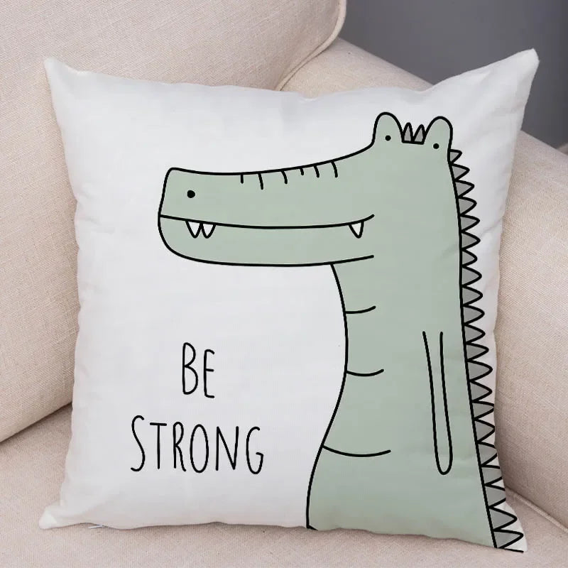 Nordic Zebra Hippo Giraffe Lion Crocodile Pillow Case Decor Animal Cushion Cover for Sofa case  Covers