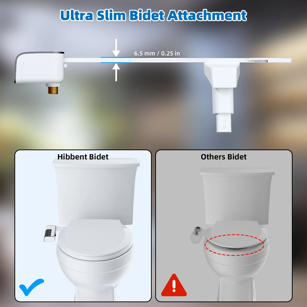 Hibbent Bidet Attachment for Toilet, Non-Electric Dual Nozzle for Frontal & Rear Wash, Adjustable Water Pressure Control