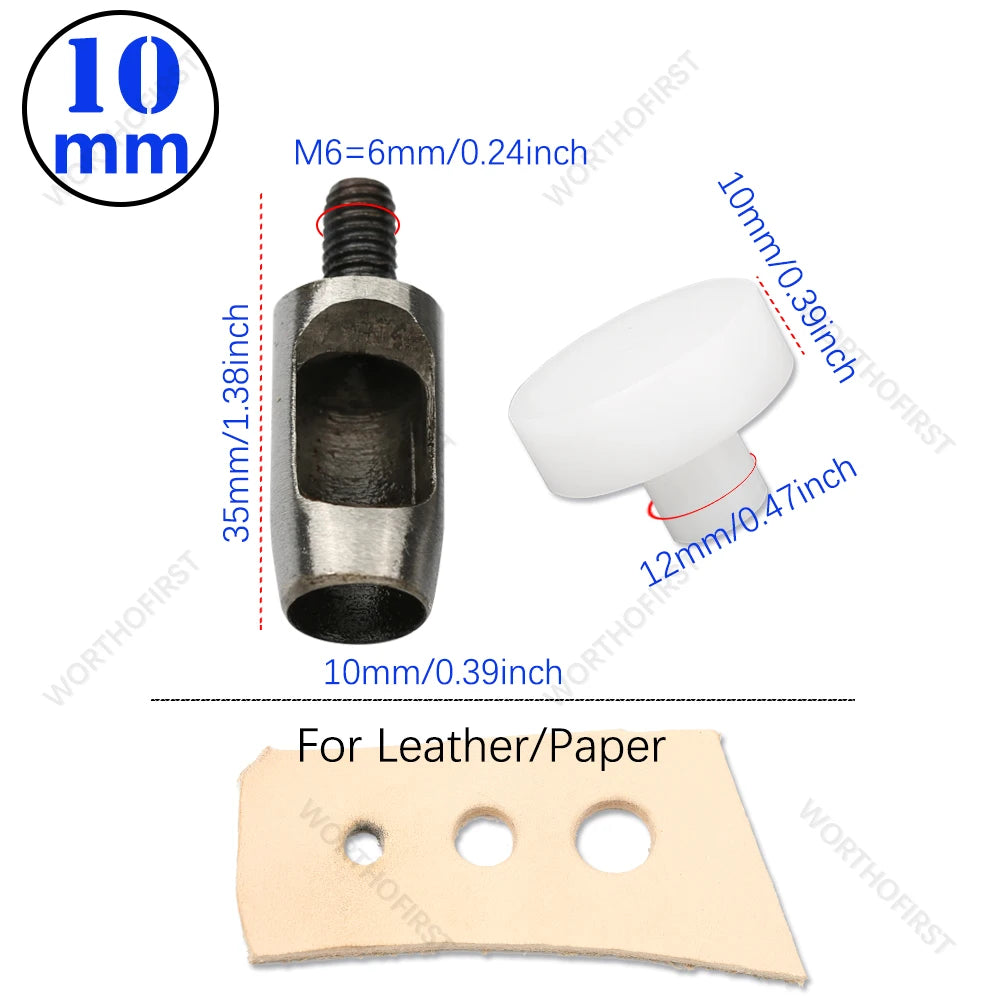 Leather Punching M6 Thread for Hand Press 4/5/6mm Spacing Hole Punching Leathercraft Belt DIY Handmade Accessories