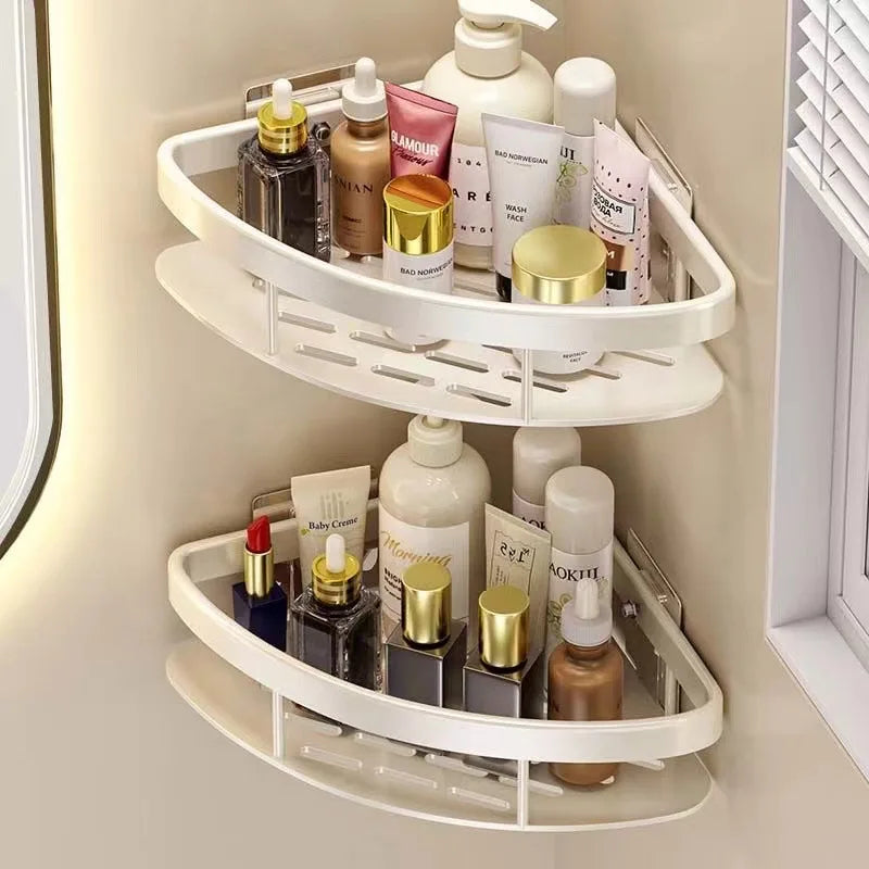 Bathroom Shelves Aluminum Alloy Shower Corner Shelf Shampoo Rack No Drill Kitchen Organizer Wall Shelf Bathroom Accessories