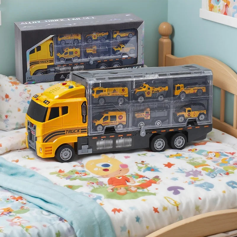 Children Transportation Firefighting Truck Set Equipped With 6 Small Engineering Vehicle Toy Car Suitable As A Gift For Children