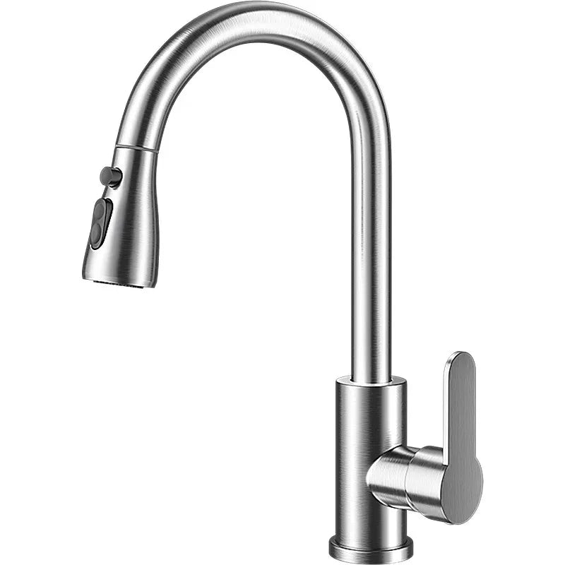 304 stainless steel Kitchen Faucet Single Hole Pull Out Spout Kitchen Sink Mixer Tap Stream Sprayer Head 360 Rotation Fauce