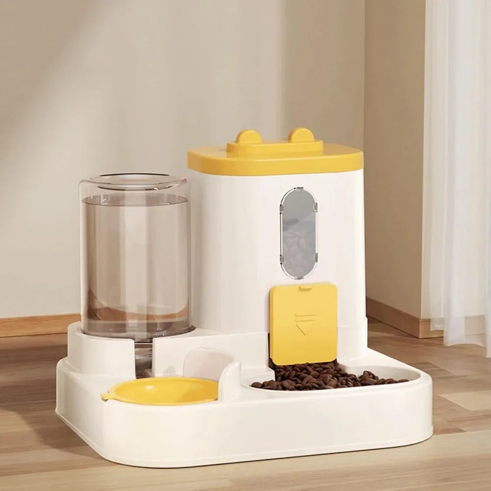 Two-in-OnePet Home Feeding and Drinking Water Integrated Automatic Water Feeder Automatic Feeder Cat and Dog Water Food Pet Bowl