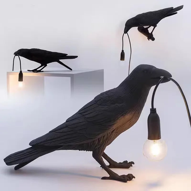 Nordic Resin Crow Wall Lamp Creative Auspicious Bird Desk Lamp Interior Decoration Lamp Bedroom Living Room Corridor Wall Lights