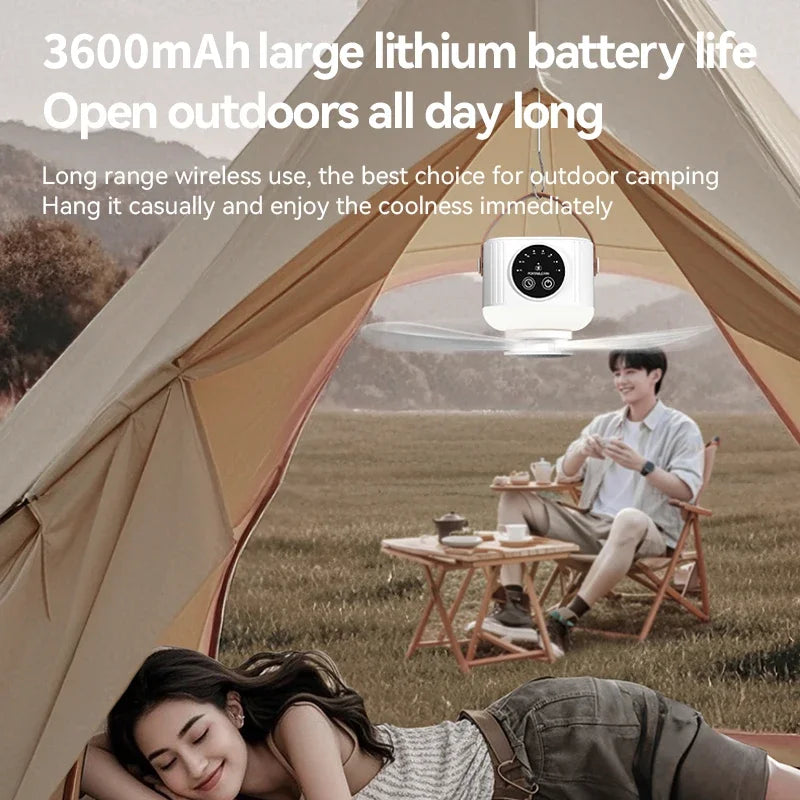 USB dormitory/camping small ceiling fan 8-hour timer, with night light, 4 levels of strength portable fan