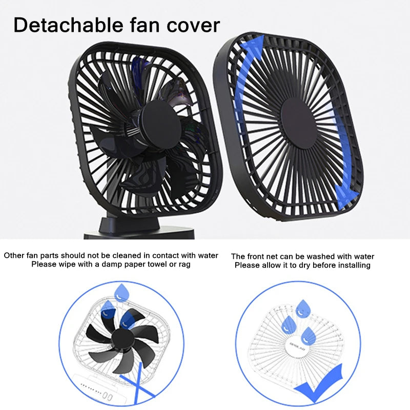 Rechargeable Mini USB Fan, 7 Blades Strong Wind, 3 Speeds & Timer, Portable Quiet Personal Fan for Office Desk, Camping, Outdoor