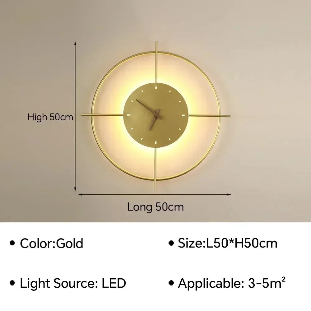 Modern LED Clock Wall Lamp for Bedroom Living Dining Room Aisle Porch Home Decoration Wall Sconce Indoor Lighting Fixture Luster
