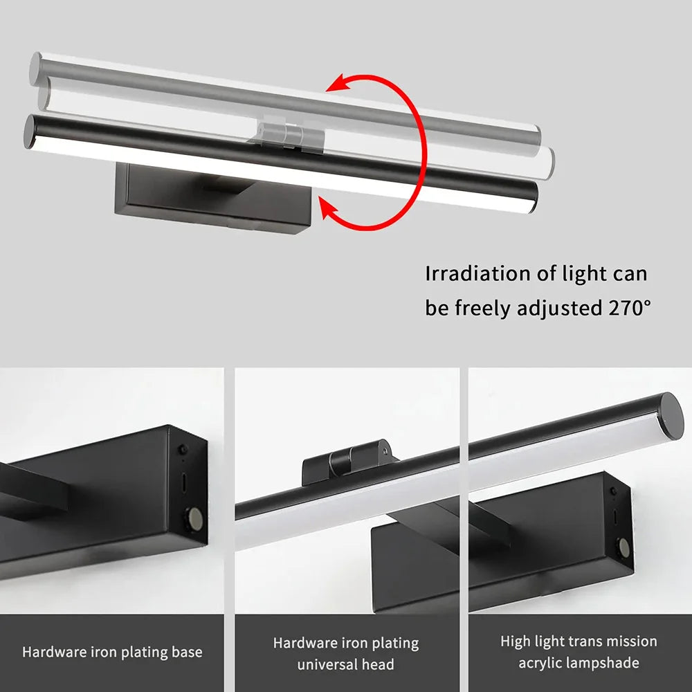 LED Rechargeable Wall Sconce Dimmable Rotating Angle For Living Room Bedroom Corridor Stairwell Backwall Indoor Decorative Light