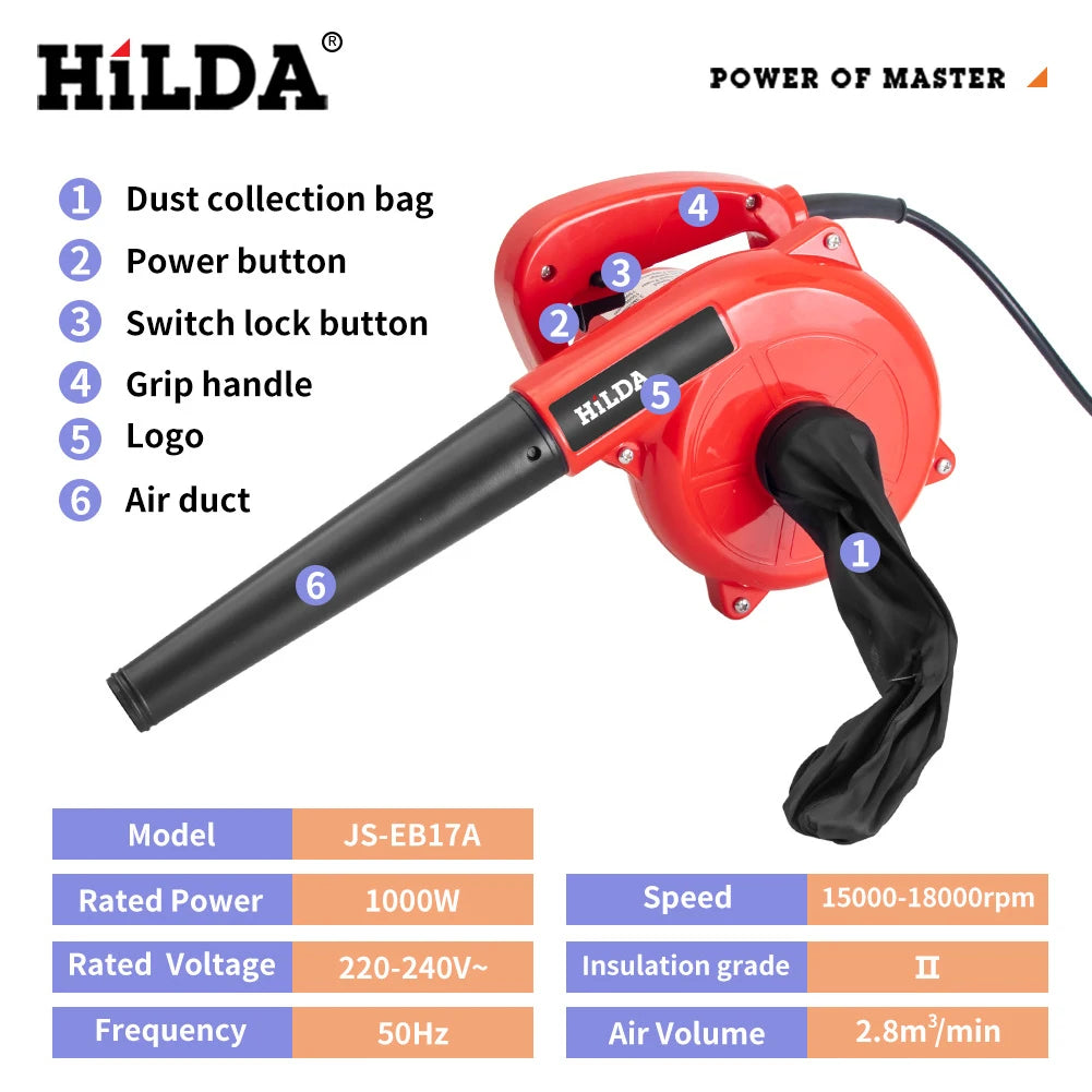 HILDA 1000W 18000RPM Blower Computer Vacuum Cleaner Electric Blower Dust Removal Computer Vacuum Cleaner Blower EU Plug