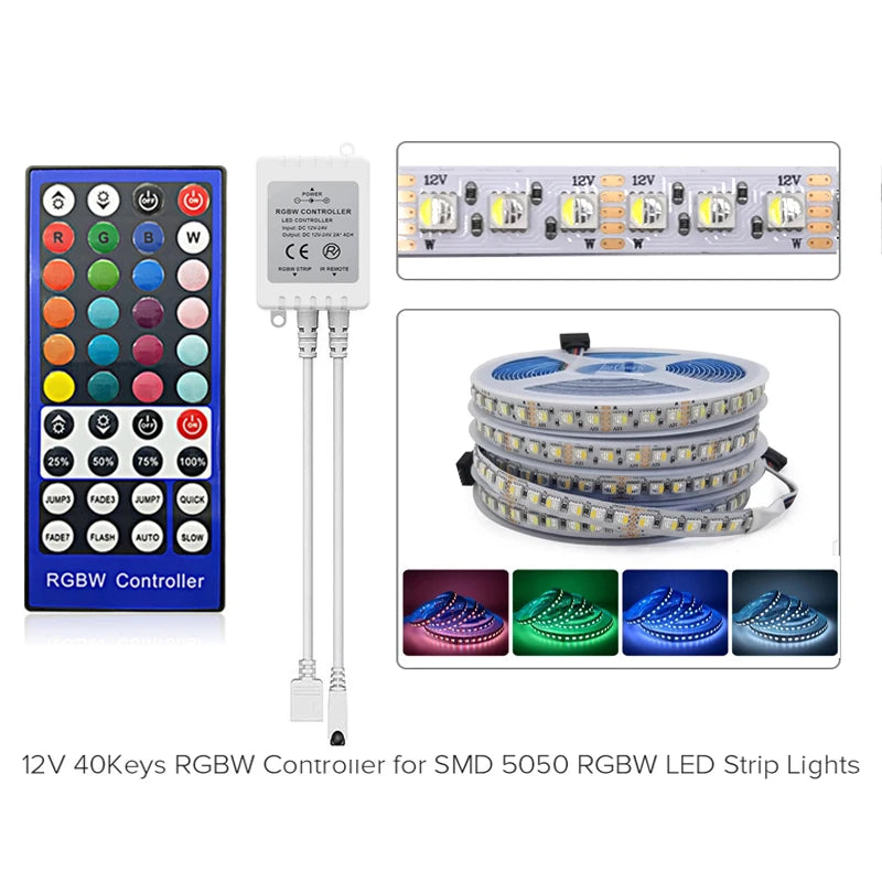 DC12-24V 40Key RGBW led Controller Dimmer 5Pins IR Remote Control 4 Channels LED Controller For 5050 RGBW RGBWW LED Strip Lights