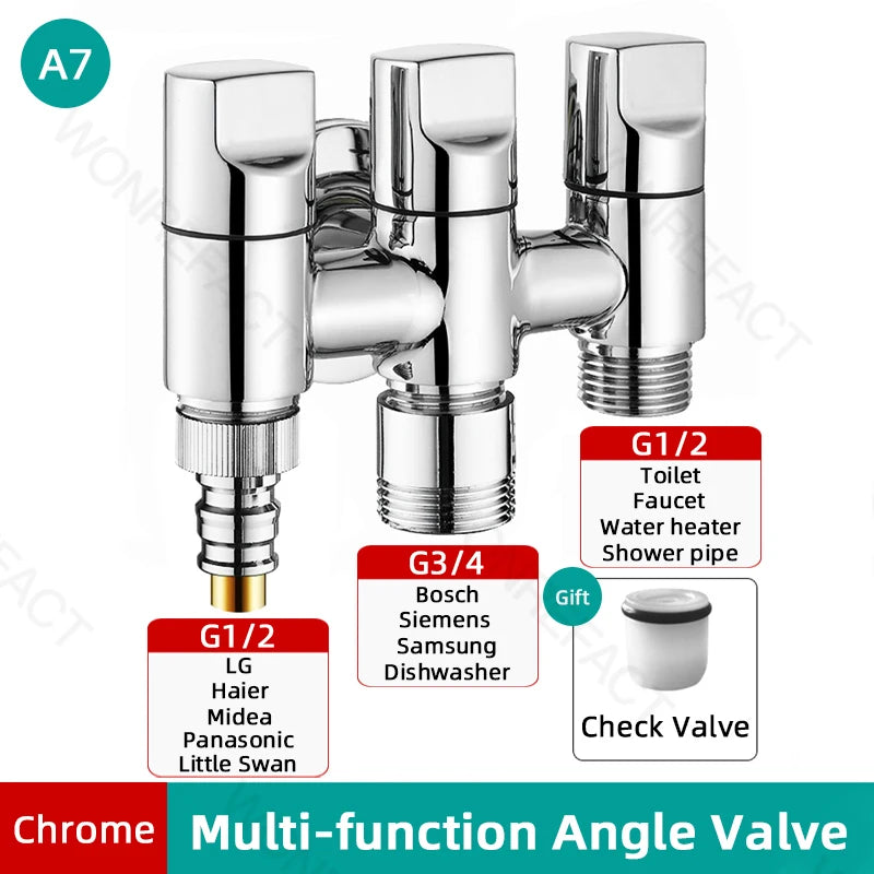 G1/2  Multi Function Washing Machine Faucet Brass Water Stop Quick Opening Angle Valve Wall Mounted  Bathroom Tool Accessories