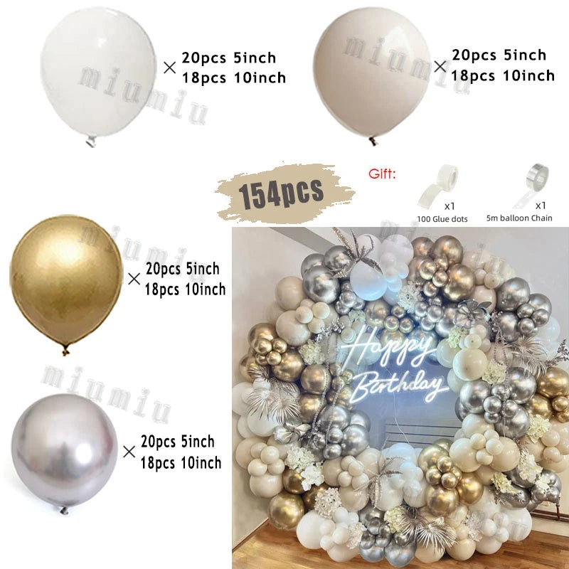 Sand White and Gold Balloon Garland Arch Kit for Bridal Wedding Engagement Baby Shower Latex Balloons Birthday Party Decorations