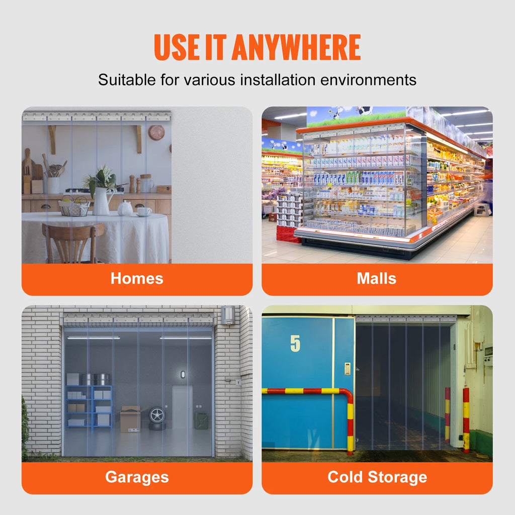 SucceBuy PVC Clear Strip Curtain 84" x 38"/48"/60" Plastic Windproof Door Freezer Curtain Hanging Strips for Warehouse Home