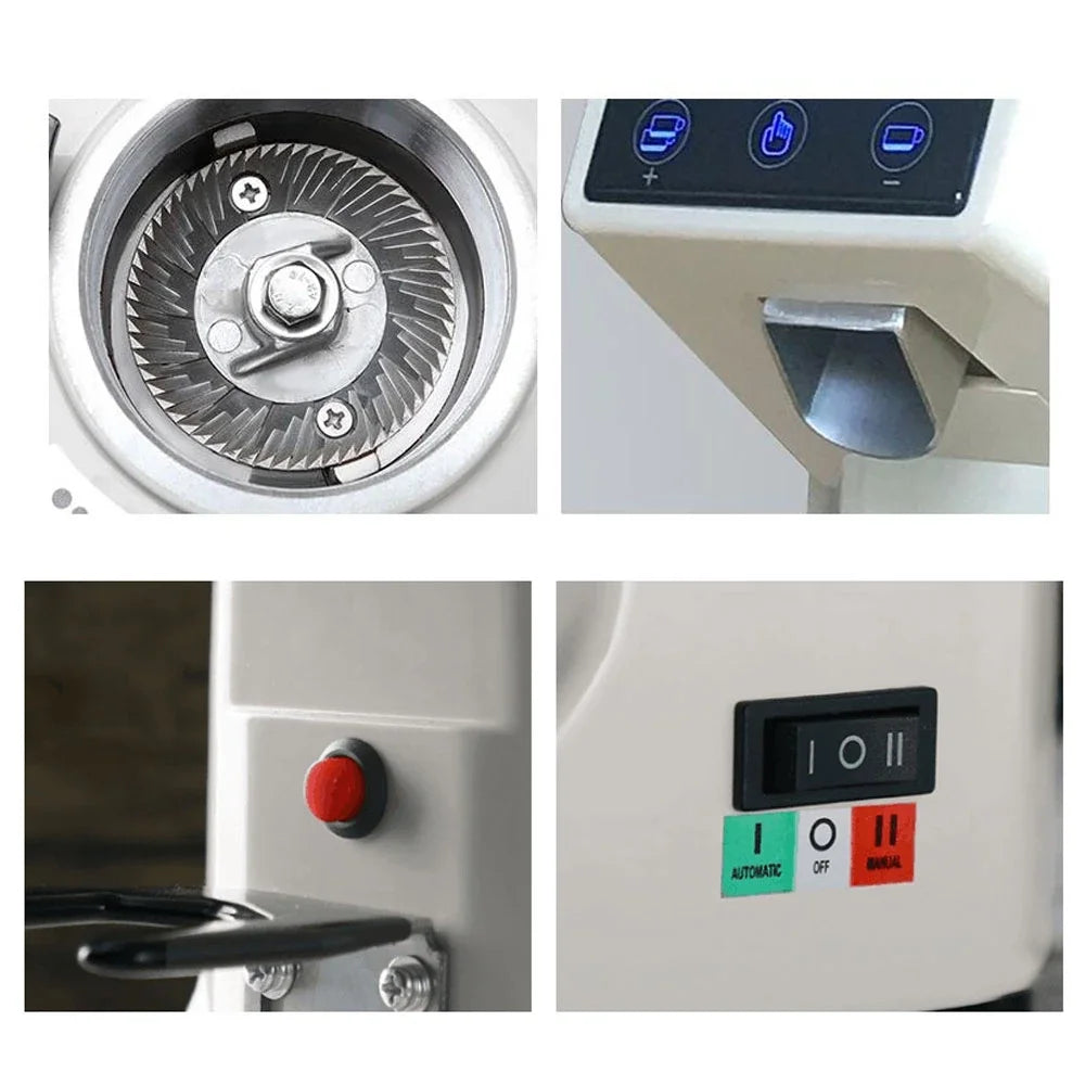ITOP Coffee Grinder Touch Screen Timing 60mm Flat Burr Aluminum Alloy Housing Commercial Household Espresso Machine 110V/220V