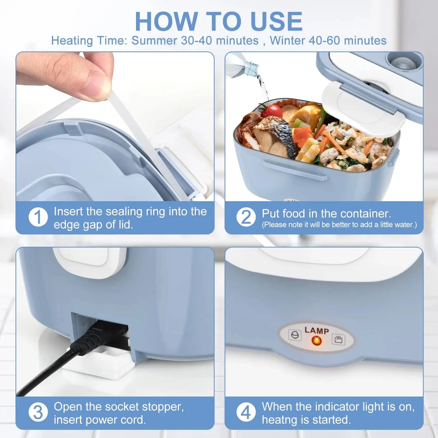 Electric Lunch Box: 12V/24V/110V Portable Food Warmer with 1.5L Leakproof Stainless Container & Insulated Bag for Car/Home