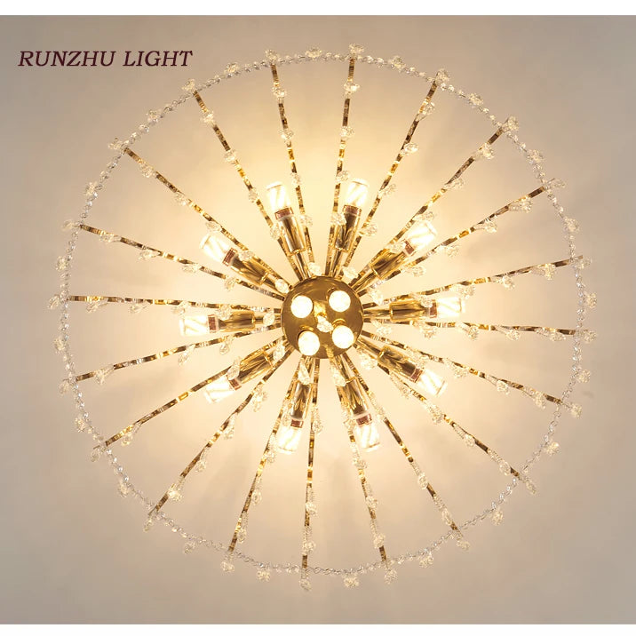 Light Luxury Crystal Living Room Lamp French Net Red Ceiling Lamp Master Bedroom Room Lamp Creative Restaurant Lamp LED Lamp